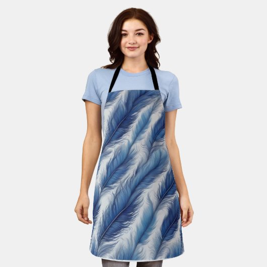 Blue Feather Design Art Print Schürze (Getragen)