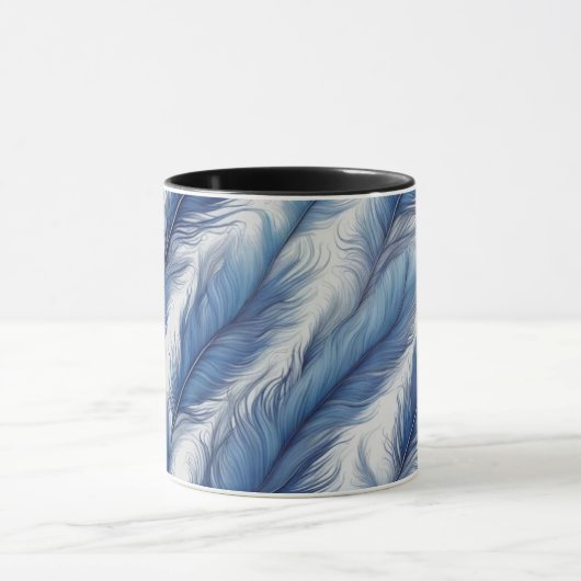 Blue Feather Design Art Print Tasse (Zentrum)