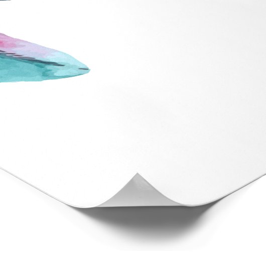 Blue Feather Dreamcatcher Floral Poster (Ecke)