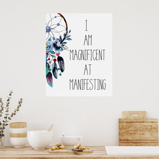 Blue Feather Dreamcatcher Floral Poster (Küche)