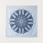 Blue Feather Mandala Wandteppich (Vorderseite (Horizontal))