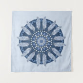Blue Feather Mandala Wandteppich (Vorderseite)