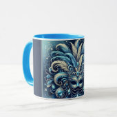 Blue Feather Masquerade Mask Illustration Tasse (Vorderseite Links)
