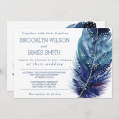 Blue Feather Wedding Einladungen (Vorne/Hinten)