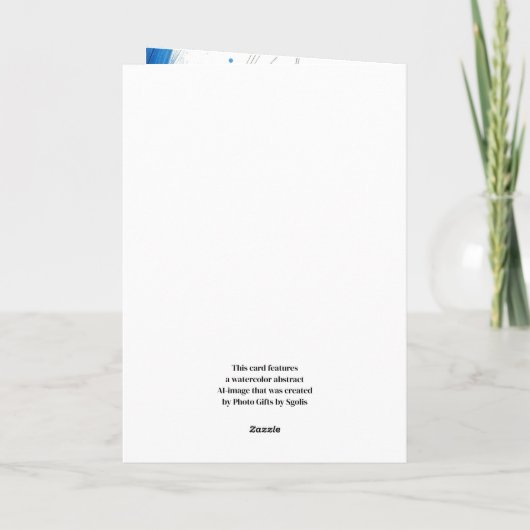 Blue Feathers Abstrakt AI Art Happy Birthday Karte (Rückseite)