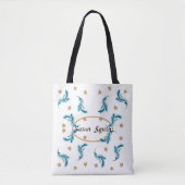 Blue Feathers and Gold Stars Boho Style on White Tasche (Vorderseite)