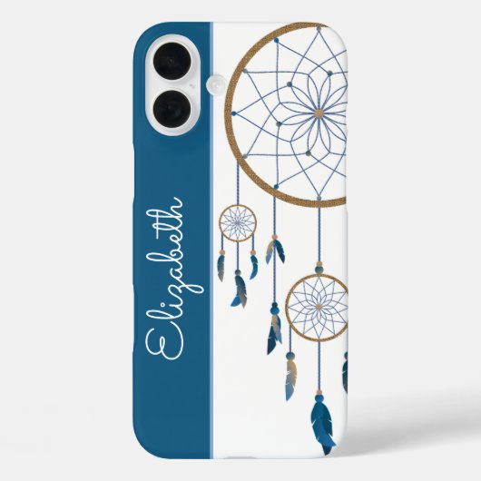 Blue Feathers Dreamcatcher Individuelle Name Boho Case-Mate iPhone Hülle (Rückseite)