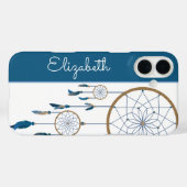 Blue Feathers Dreamcatcher Individuelle Name Boho Case-Mate iPhone Hülle (Rückseite (Horizontal))