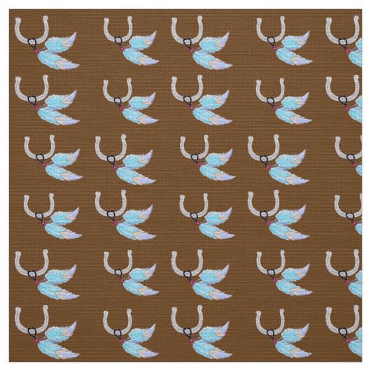 Blue Feathers Horseshoe Fabric Stoff (Muster)
