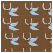 Blue Feathers Horseshoe Fabric Stoff (Nahaufnahme)