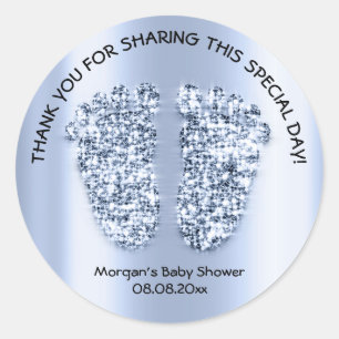 Blue Feet Baby Dusche Gefallen Danke Junge Runder Aufkleber