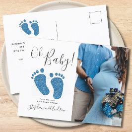 Blue Feet Couples Kinderdusche Einladung Postkarte