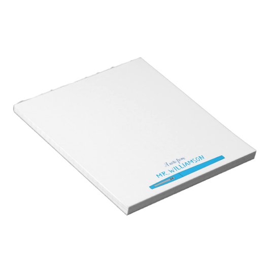 Blue Felt Pen Personalisiert Teacher Note Pad Notizblock (angewinkelt)