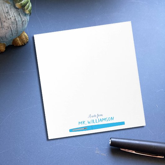 Blue Felt Pen Personalisiert Teacher Note Pad Notizblock