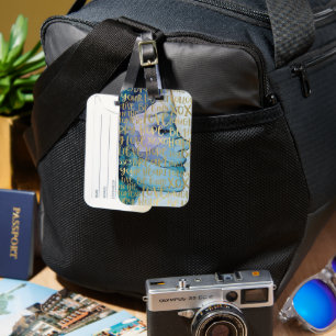 Blue Female Face Gold Inspiration Zitate Gepäckanhänger