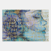 Blue Female Face Gold Inspiration Zitate Geschenkpapier Set (Vorderseite)