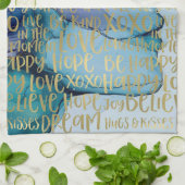 Blue Female Face Gold Inspiration Zitate Geschirrtuch (Gefaltet)