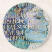 Blue Female Face Gold Inspiration Zitate Getränkeuntersetzer (Vorne)