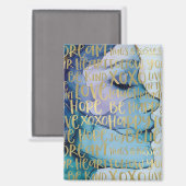 Blue Female Face Gold Inspiration Zitate Magnet (Vorderseite/Rückseite)