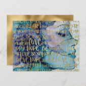 Blue Female Face Gold Inspiration Zitate Postkarte (Vorne/Hinten)
