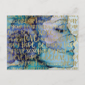 Blue Female Face Gold Inspiration Zitate Postkarte (Vorderseite)