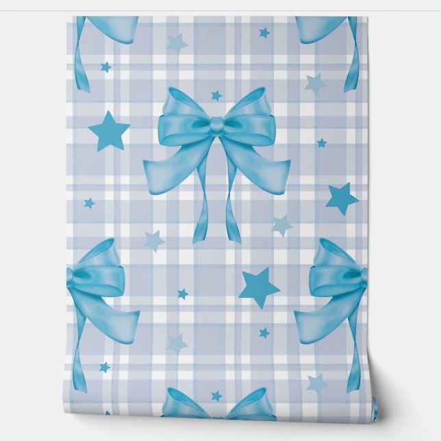 Blue Feminine Coquette Bows Tapete (Abrollen)