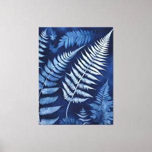 Blue Fern Cyanotype Leinwanddruck