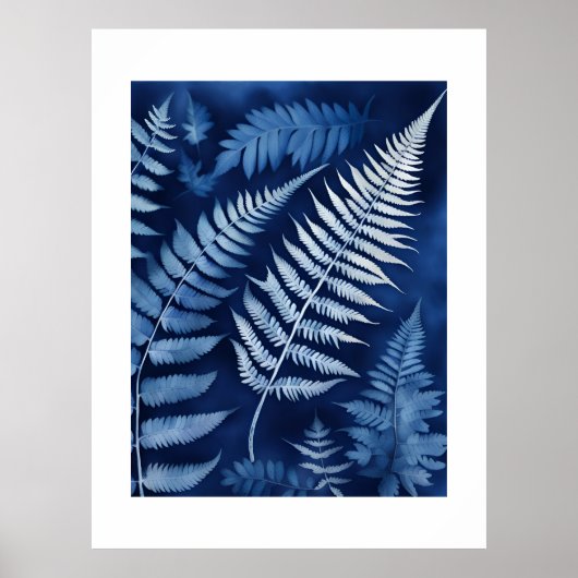 Blue Fern Cyanotype Poster (Vorne)