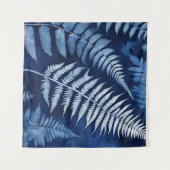 Blue Fern Cyanotype Wandteppich (Vorderseite (Horizontal))