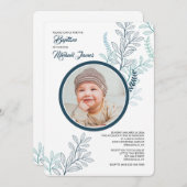 Blue Ferns Foto Einladung (Vorne/Hinten)