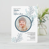 Blue Ferns Foto Einladung (Stehend Vorderseite)