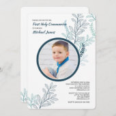 Blue Ferns Foto Einladung (Vorne/Hinten)