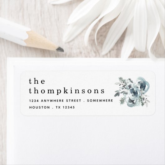 Blue Festivals Florals Name Rücksendeadresse Weihn (Insitu)