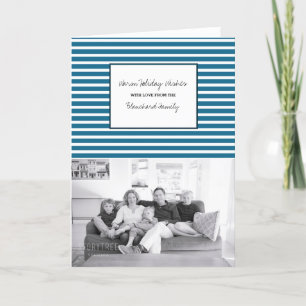 Blue Festivals Stripes Holiday Foto Feiertagskarte