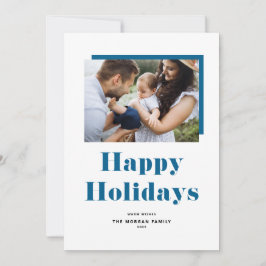 Blue Festive Bold Typografy Happy Holidays Foto Feiertagskarte