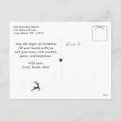 Blue: Festive Bow & Tree Doodles Holiday Postkarte (Rückseite)