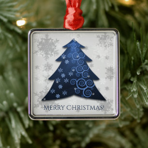 Blue Festive Christmas Tree Keramik Ornament Aus Metall