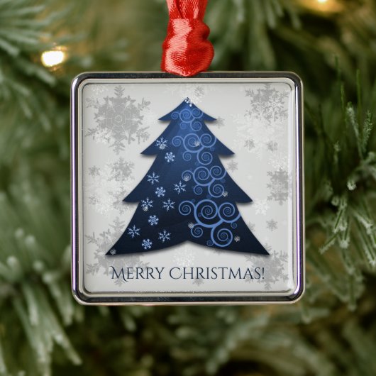 Blue Festive Christmas Tree Keramik Ornament Aus Metall (Baum)