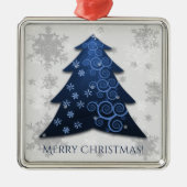 Blue Festive Christmas Tree Keramik Ornament Aus Metall (Vorne)