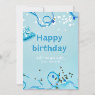 Blue Festive Confetti Geburtstagskarte Einladung