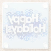 Blue Festive Happy Holidays Glass Untersetzer (Rückseite)