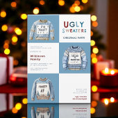Blue Festive Ugly Christmas Sweaters Party Einladung