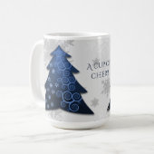 Blue Festive Weihnachtsbaum Kaffee Tasse (Vorderseite Links)