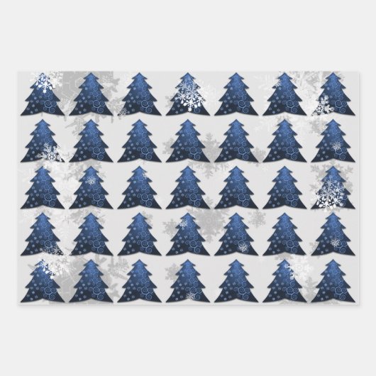 Blue Festive Weihnachtsbaum Wrapping Paper Sheets Geschenkpapier Set (Vorderseite 2)