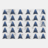 Blue Festive Weihnachtsbaum Wrapping Paper Sheets Geschenkpapier Set (Vorderseite)