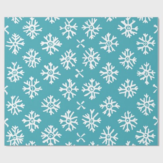 Blue Festive Weihnachtsmuster Wrappi Wrapping Geschenkpapier (Flach)