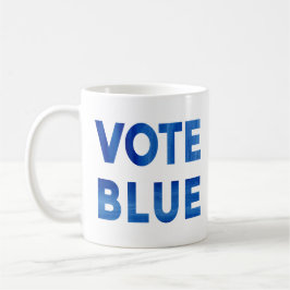 Blue fett gedruckte Aquarelltexte politisch stimme Kaffeetasse