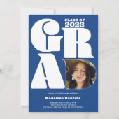 Blue fett übergroß Grad 4 Foto 2023 Abschluss Einladung (Vorderseite)