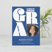 Blue fett übergroß Grad 4 Foto 2023 Abschluss Einladung (Stehend Vorderseite)
