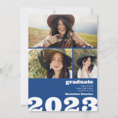Blue fett übergroß Grad 4 Foto 2023 Abschluss Einladung (Rückseite)